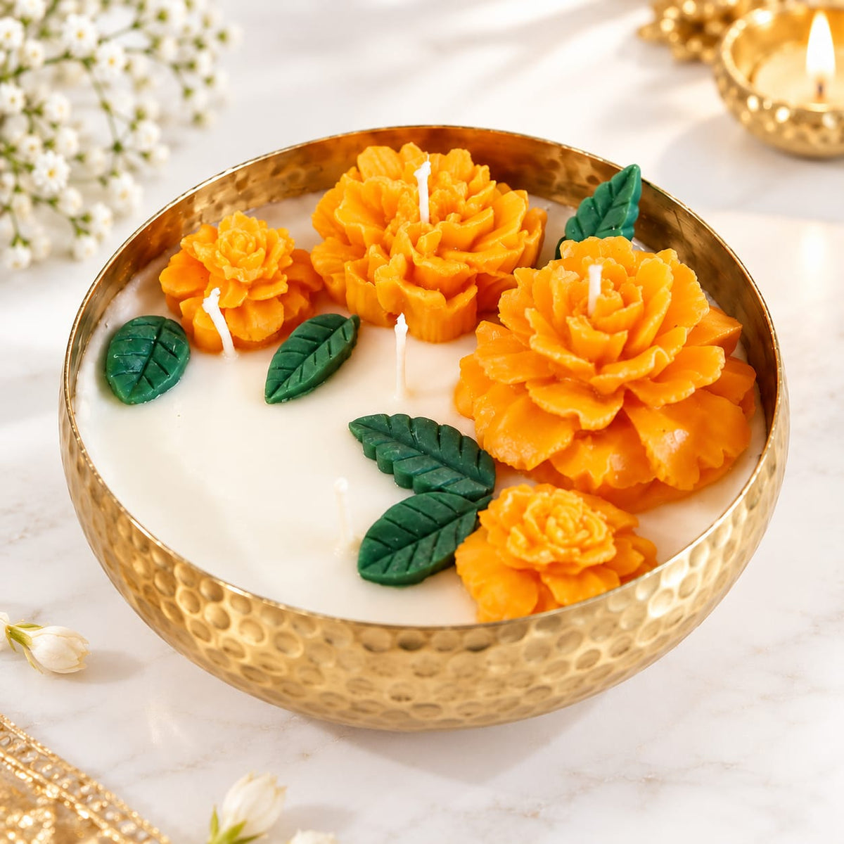 Marigold Bloom Jasmine Scented Candle Bowl