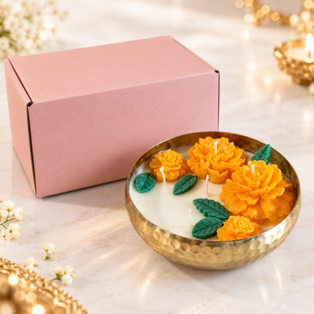 Marigold Bloom Jasmine Scented Candle Bowl