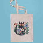 Floral cat tote bag