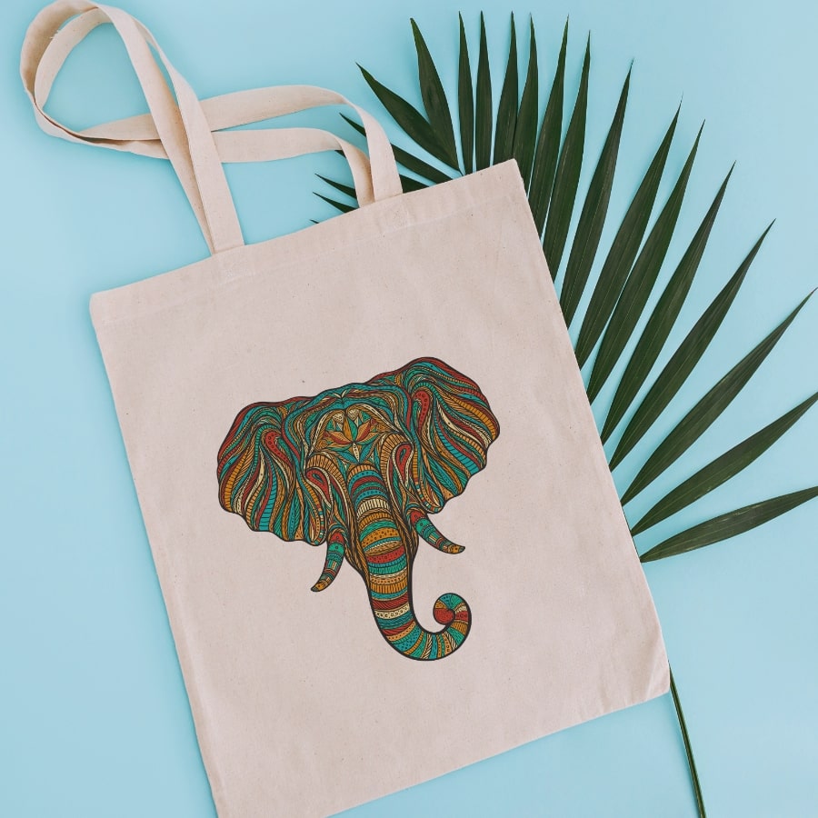 Elephant folk tote bag