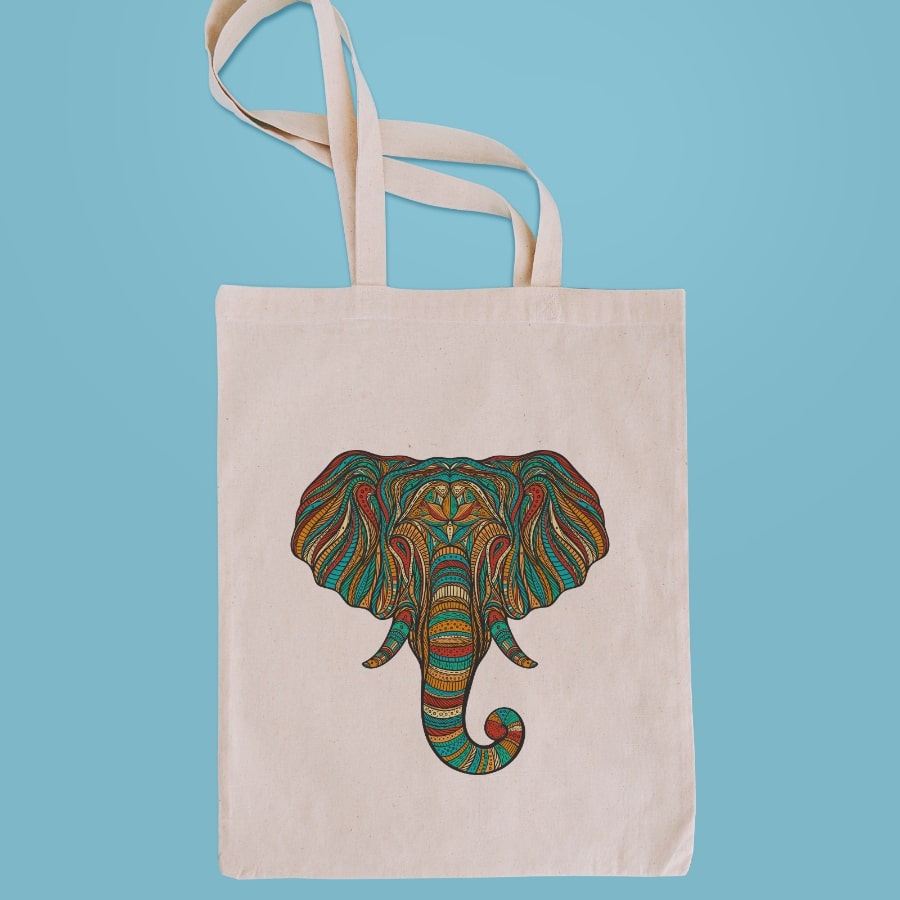 Elephant folk tote bag