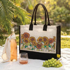 Golden Bloom Jute Bag