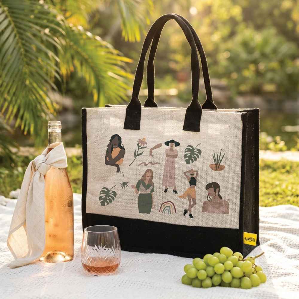 Chic Lifestyle Collage Jute Bag