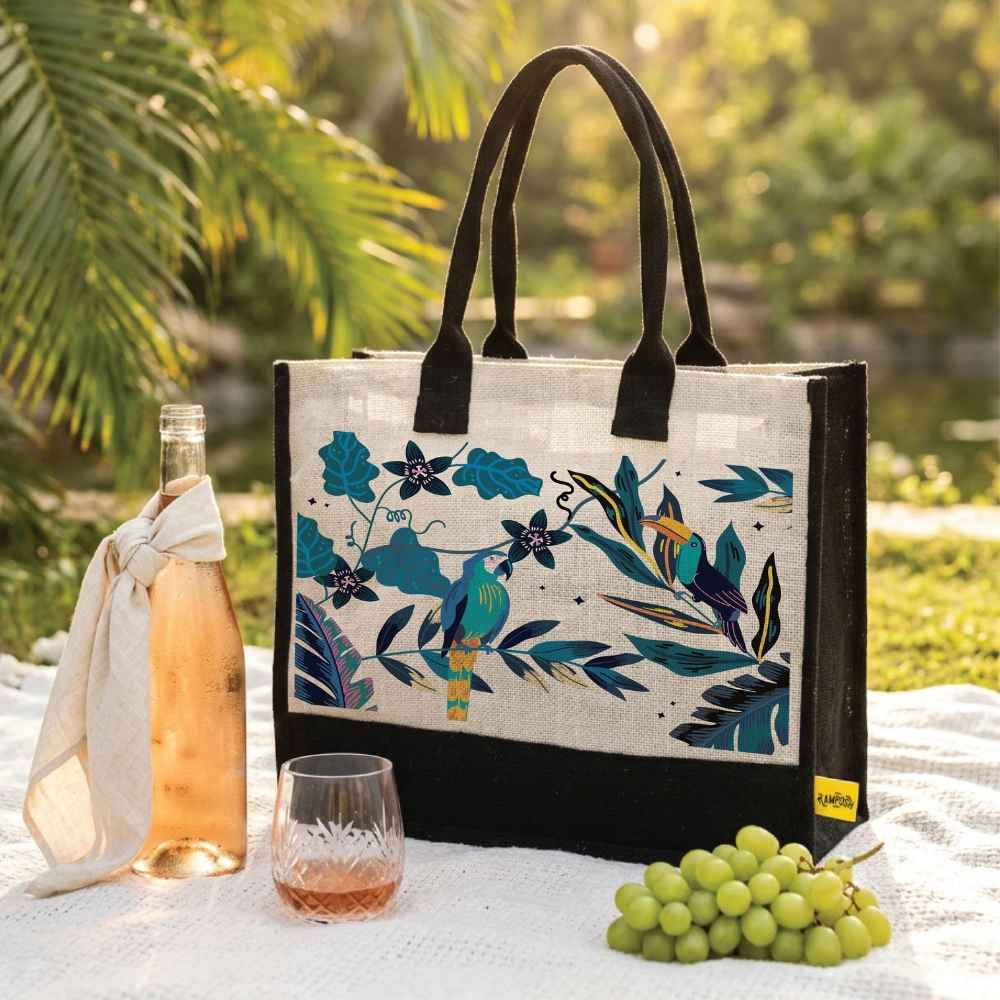 Exotic Aviary Jute Bag