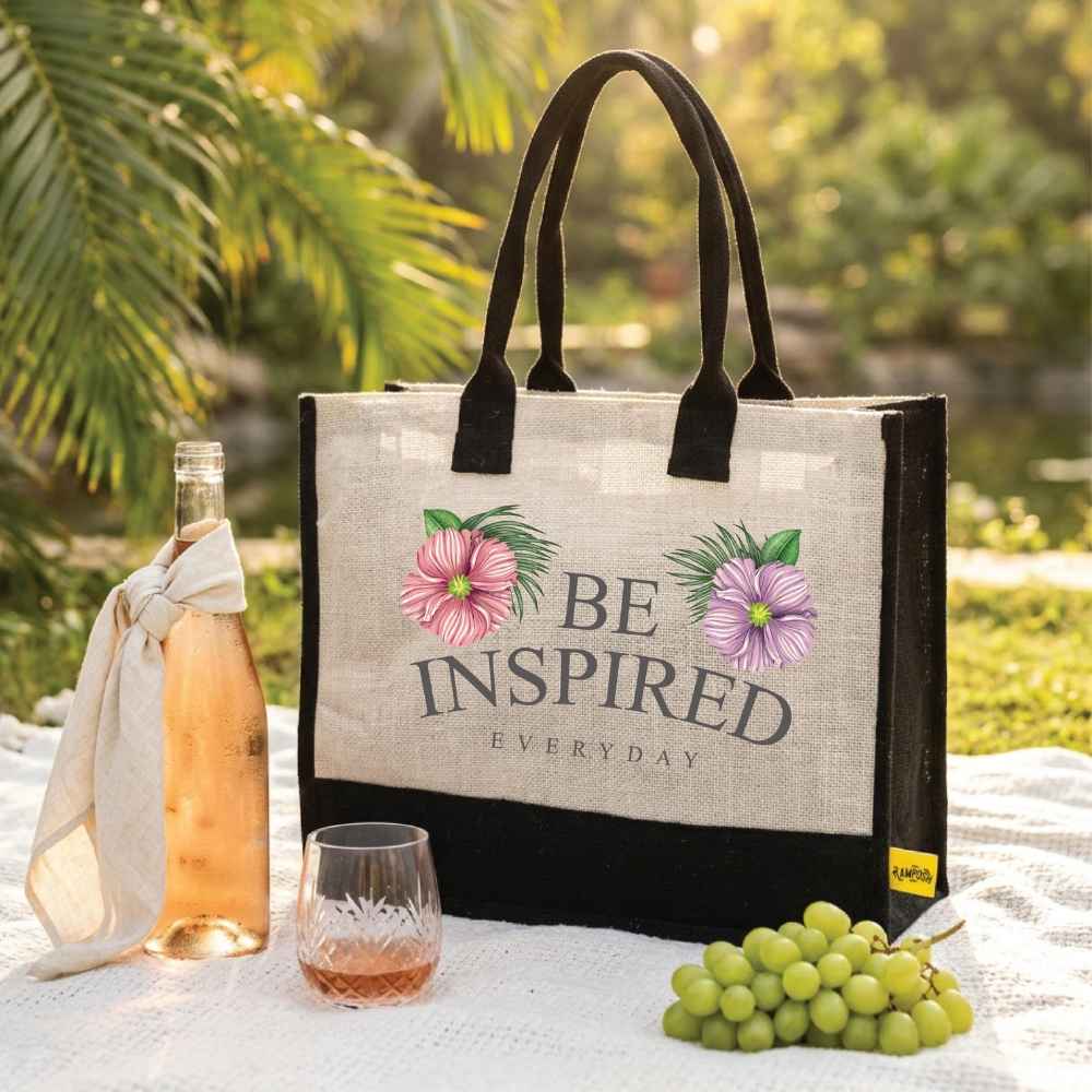 Be Inspired Floral Jute Bag