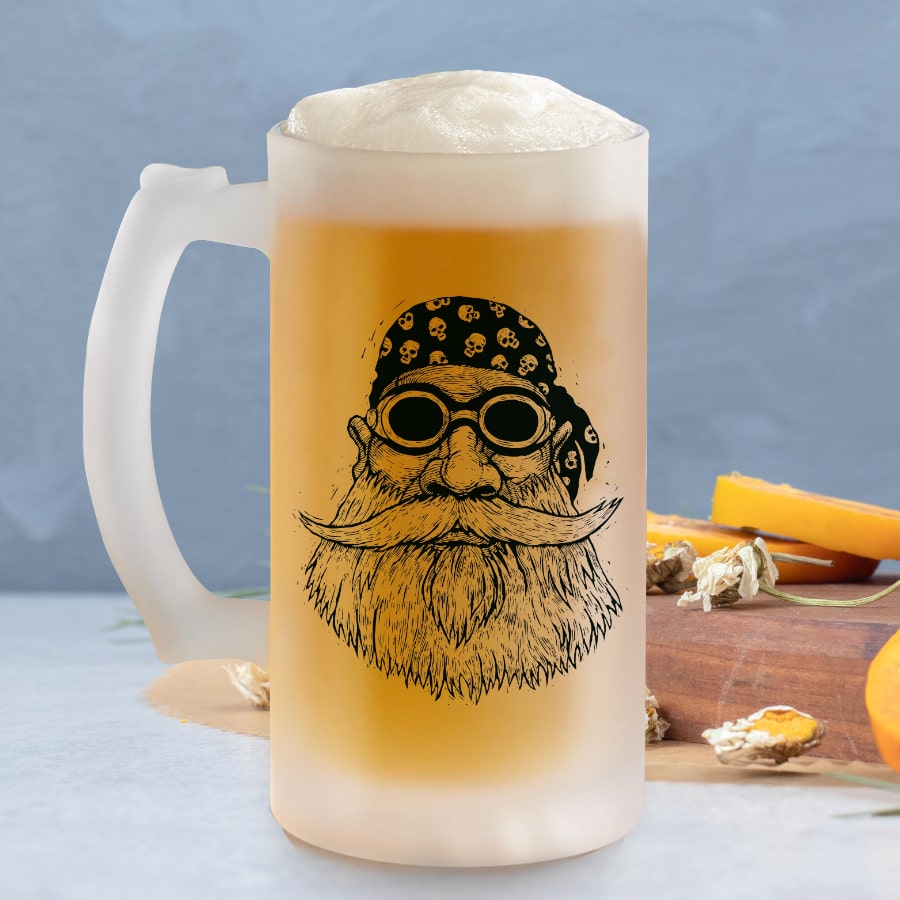 Hop Rider frosted beer mug