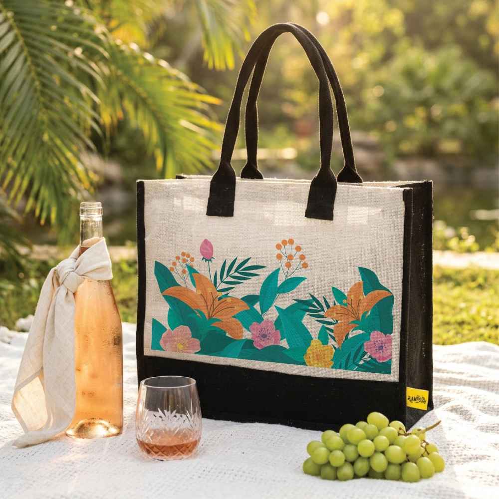 Tropical Bloom Garden Jute Bag