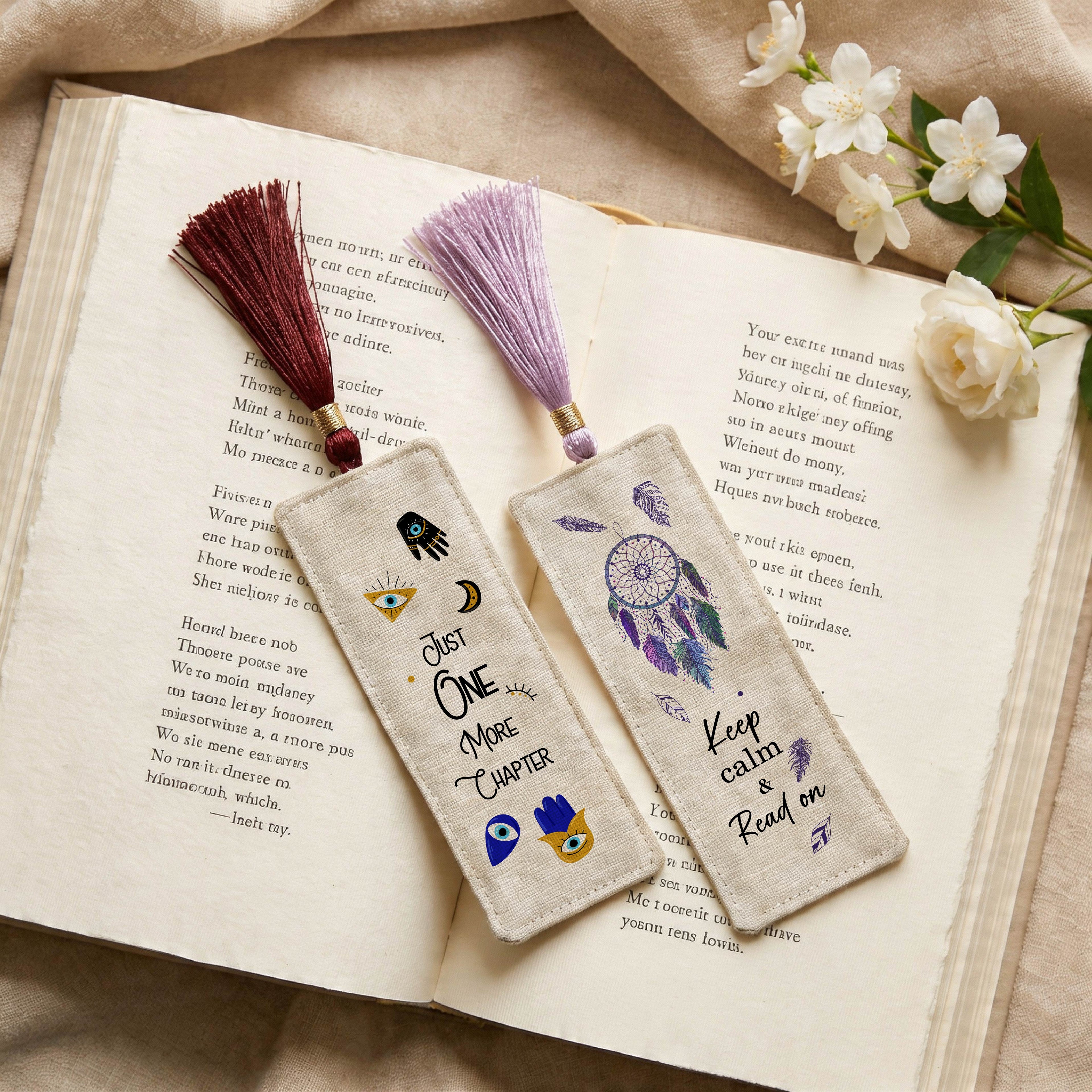 Mystic Canvas Tassel Bookmarks Set Of 2
