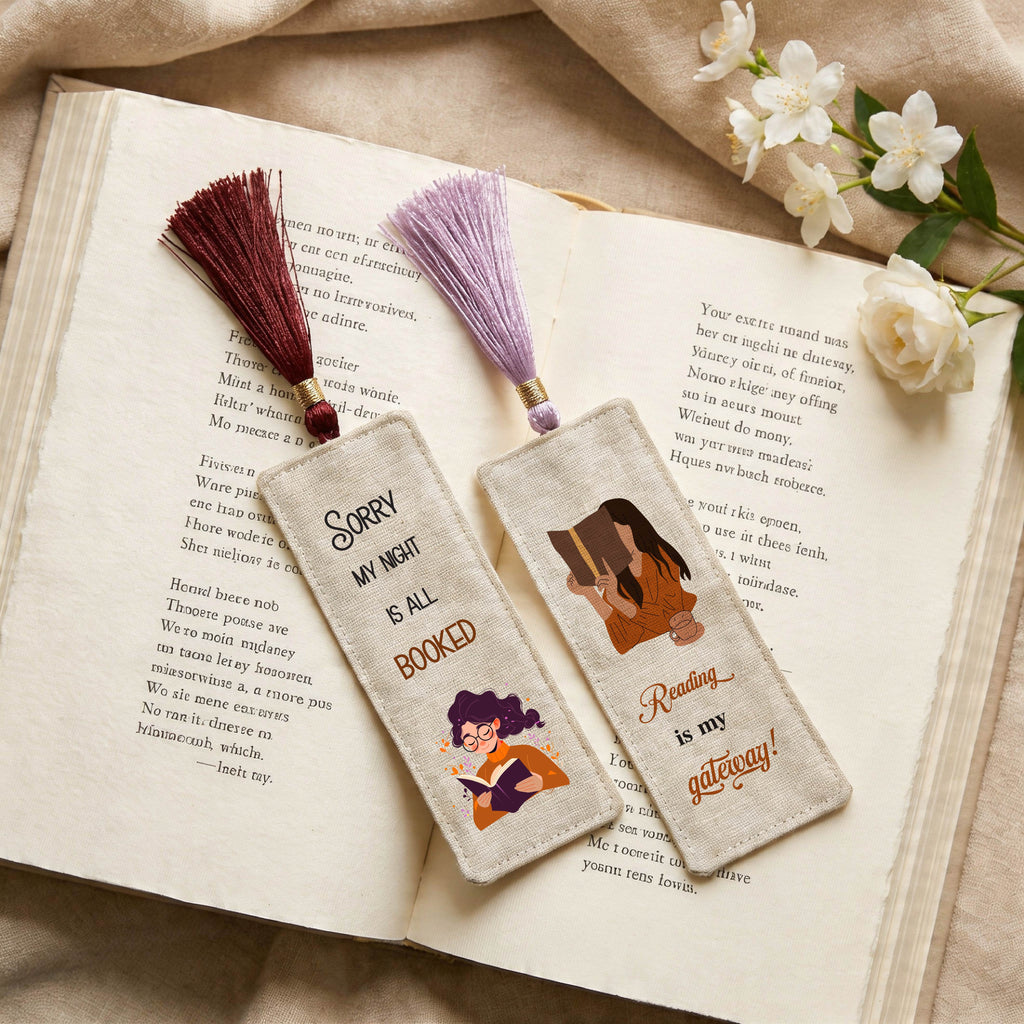 Book Lover Canvas Bookmarks Set Of 2