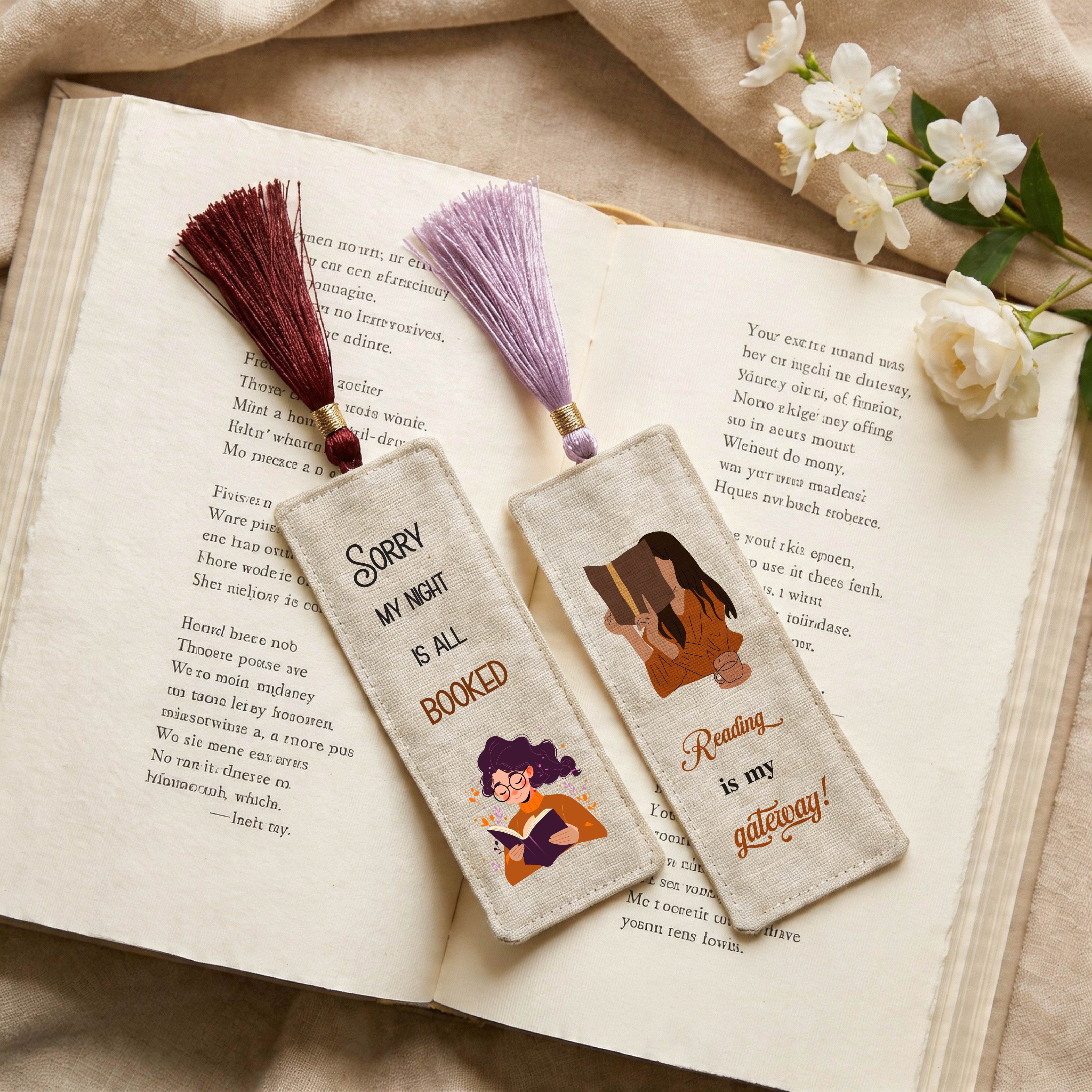 Book Lover Canvas Bookmarks Set Of 2