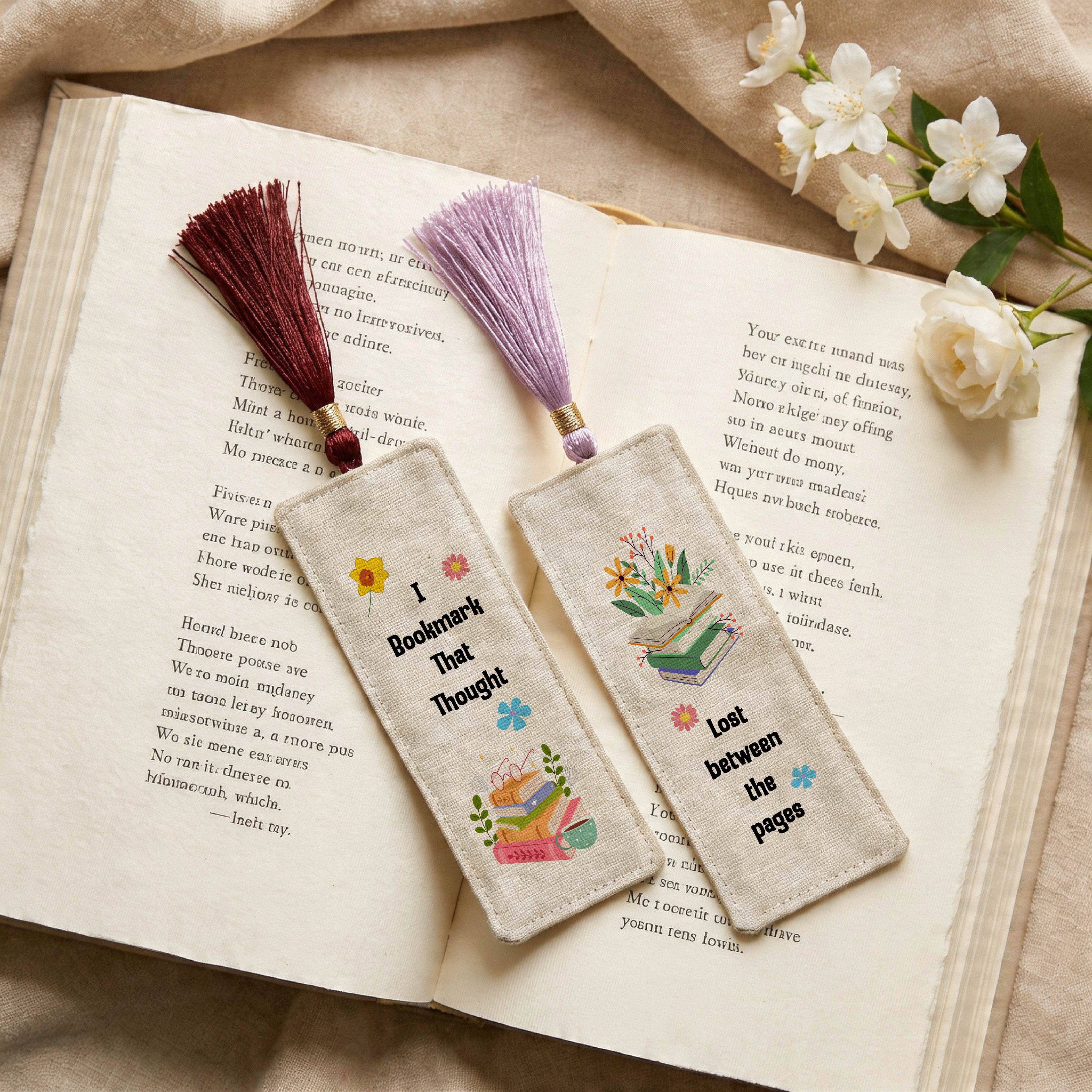 Floral Reader Canvas Bookmarks Set Of 2