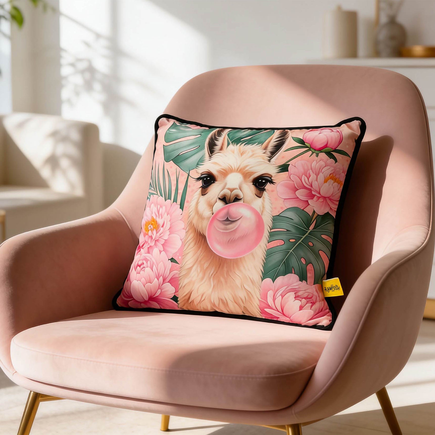 Floral Llama Cushion Cover