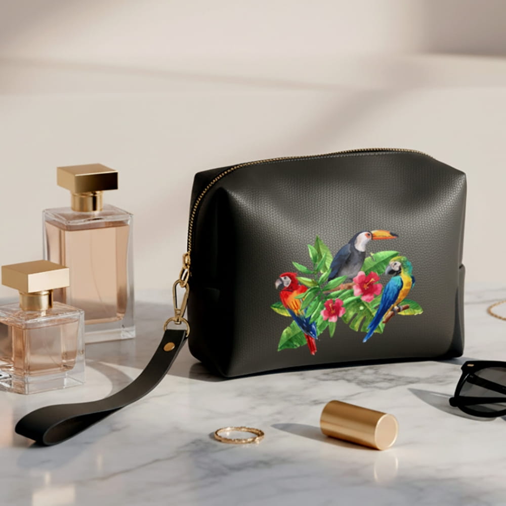 Tropical Bird Vegan Leather Pouch
