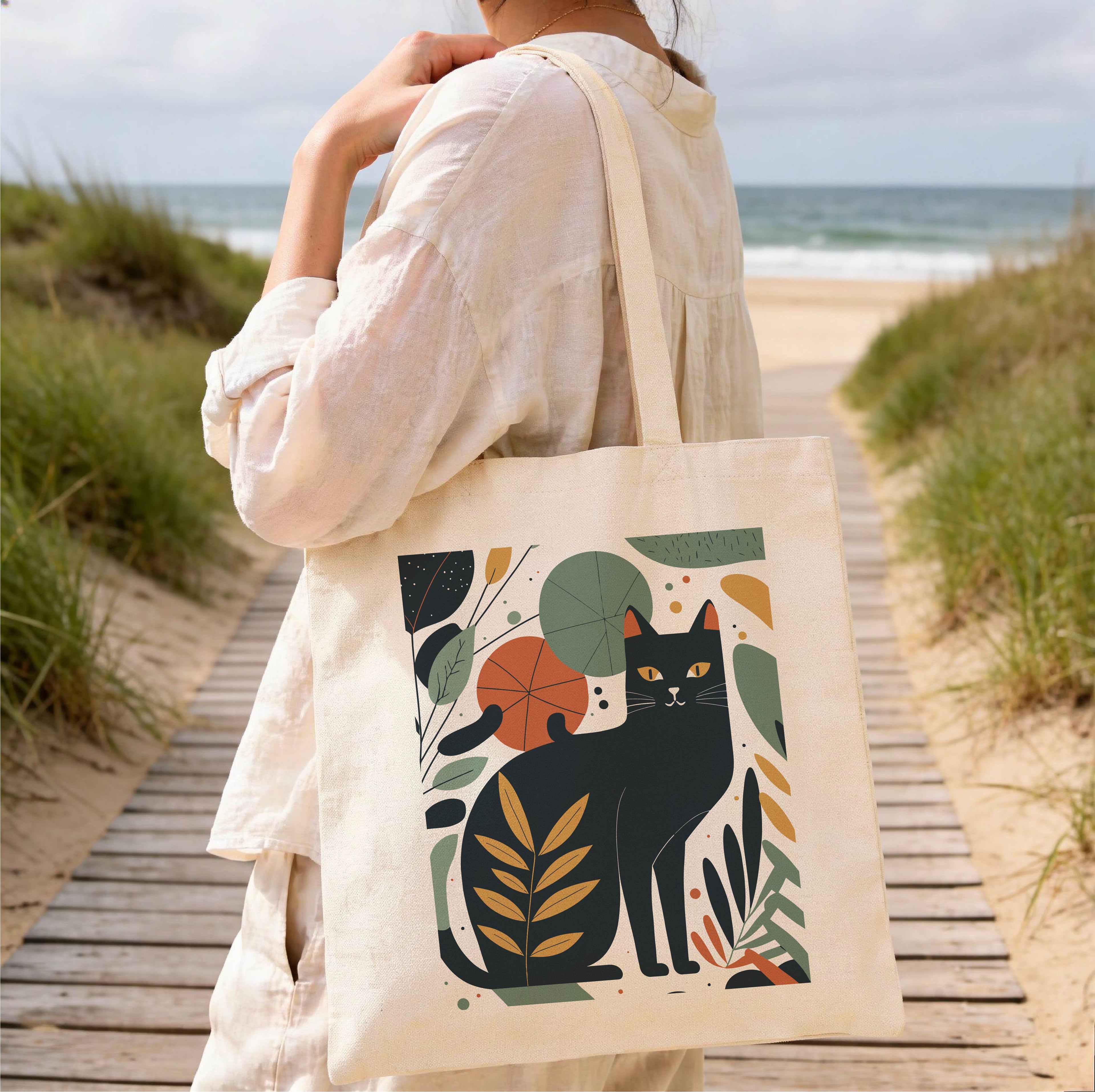 Abstract Cat Canvas Tote Bag