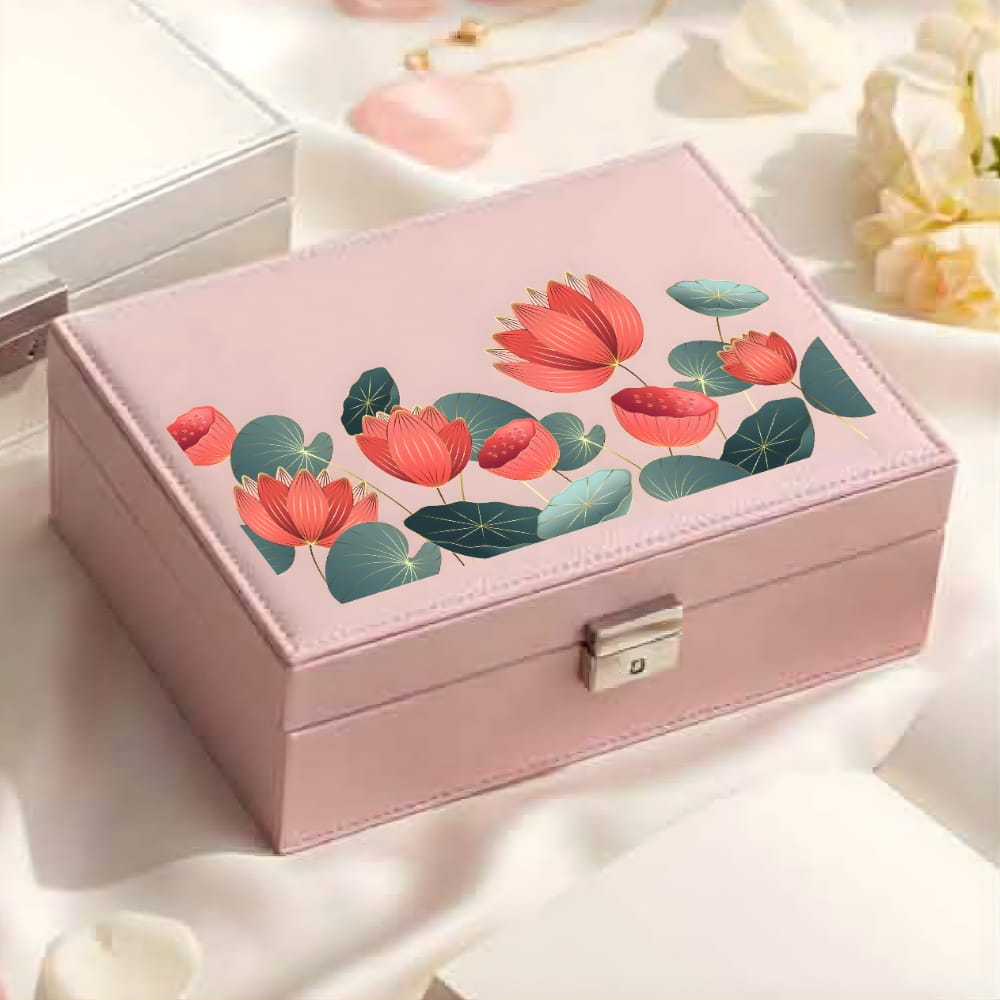 Blush Pink Floral Elegance Jewellery Organiser Box