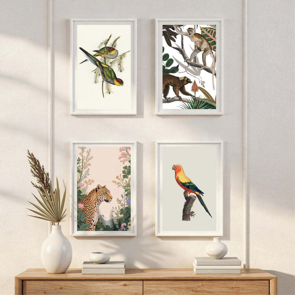 Vintage Wildlife MDF Wall Frames Set Of 4