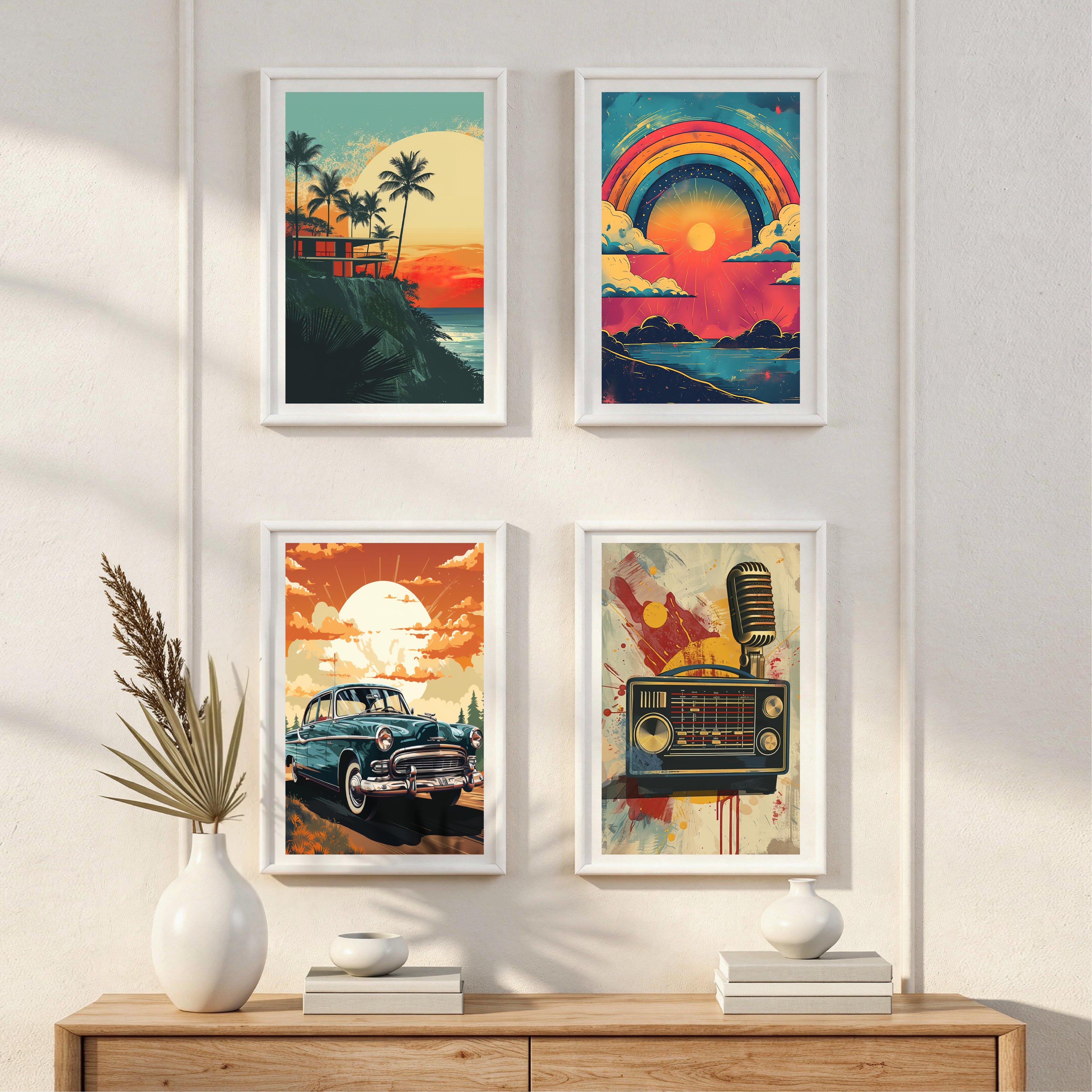 Retro Vibes MDF Wall Frames Set Of 4